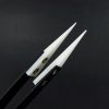 Black handled vape tweezers with white pointed ceramic tips