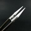 Steel handled white ceramic vape tweezers with pointed tips