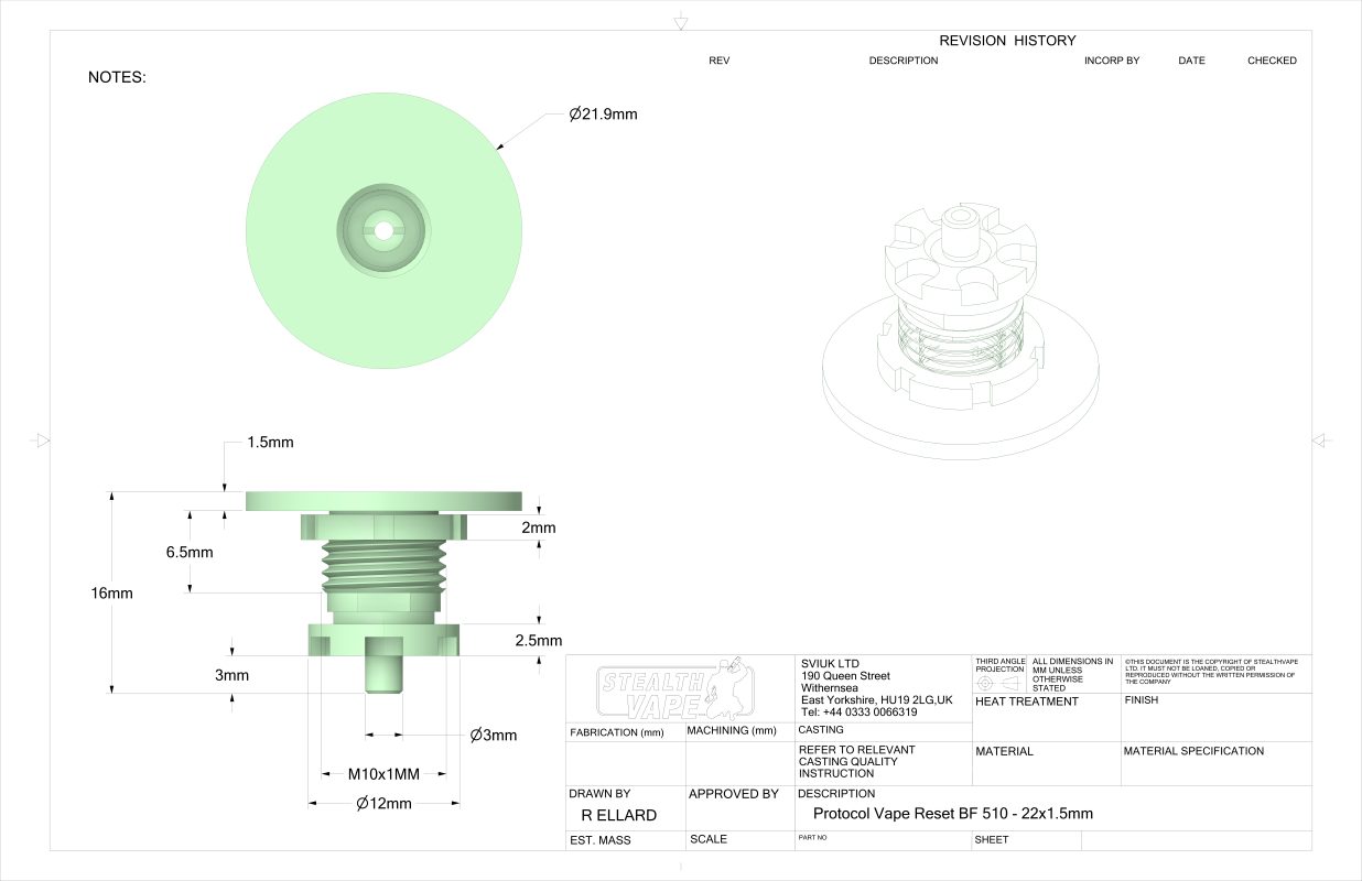 Reset bottom Fed 510 2mm x 1.5mm technical drawing